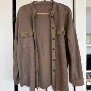Henley style brown sweater